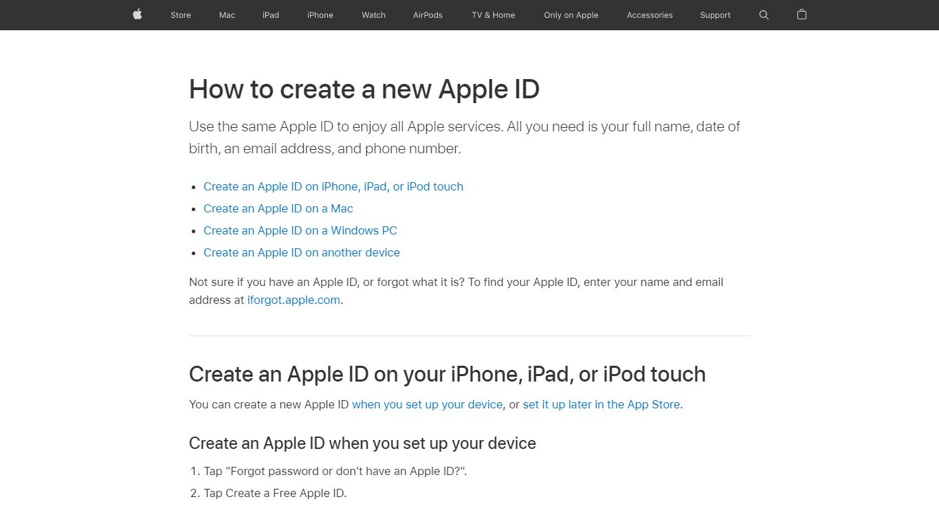 How to create a new Apple ID - Apple Support