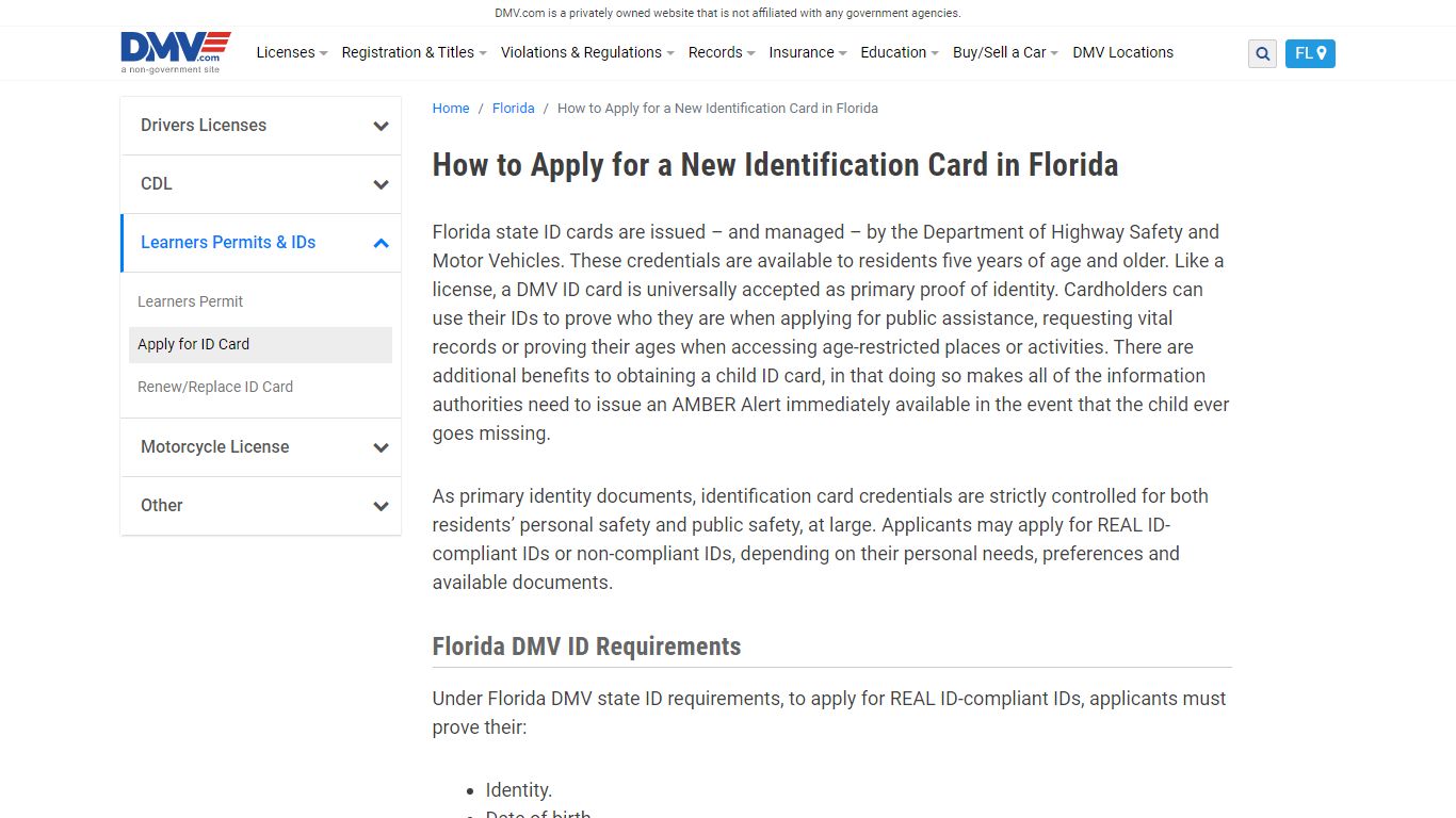 GHow To Apply For An ID Card In Florida | DMV.com